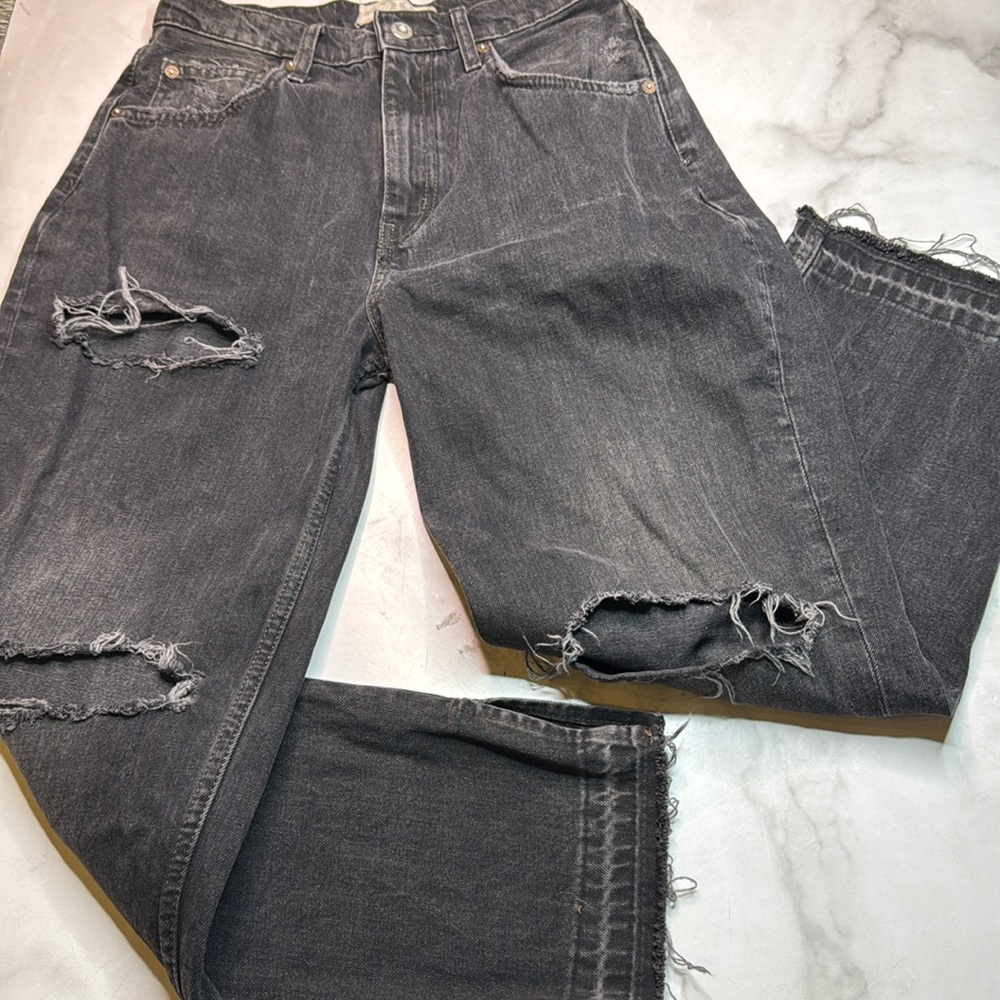 Free People We The Free Distressed Wide Leg Jeans